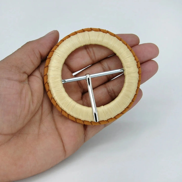 Handmade Boho Raffia Prong Buckle