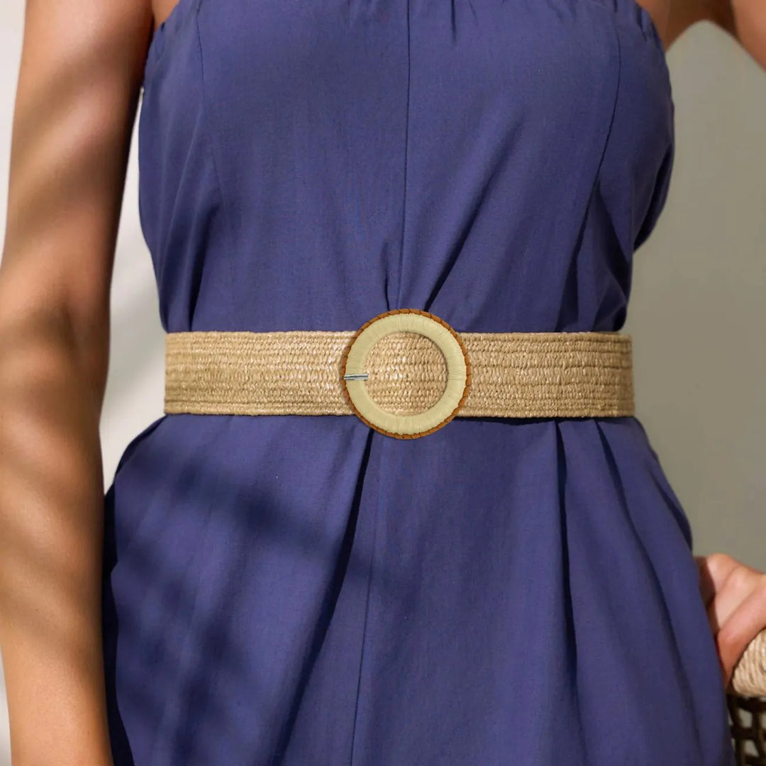 Handmade Boho Raffia Prong Buckle