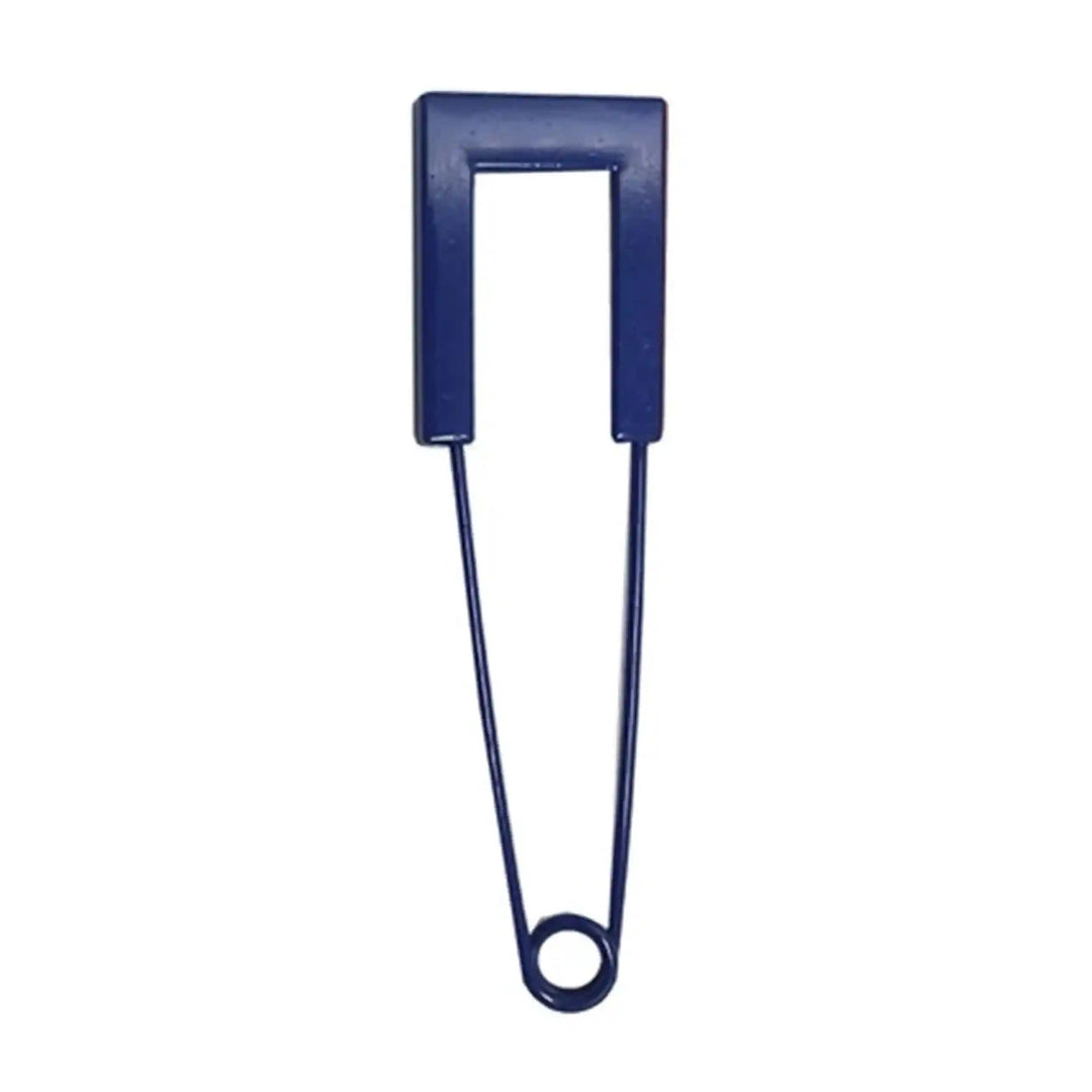 Ani Accessories blue safety pin with product details on a white background for clothing, crafts, and everyday use.
