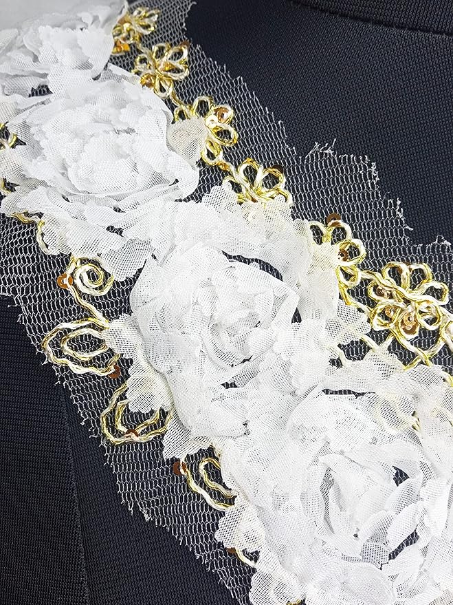 Ani Accessories closeup view of rose motif neckline highlighting intricate golden work craftsmanship