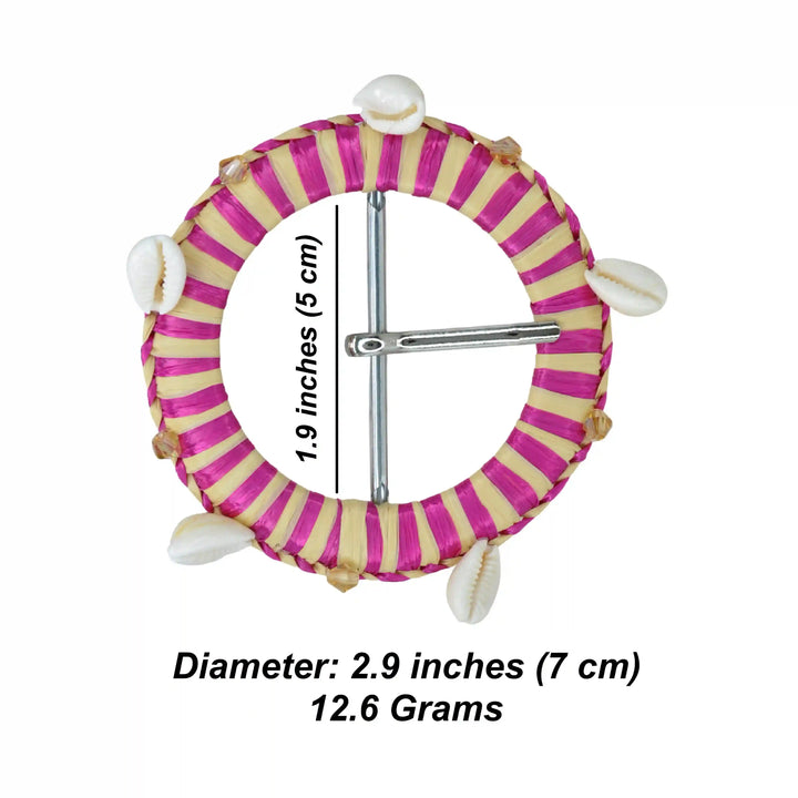 Ani Accessories cowrie shell boho raffia buckle handmade straw buckle for belts bags DIY fashion craft decor