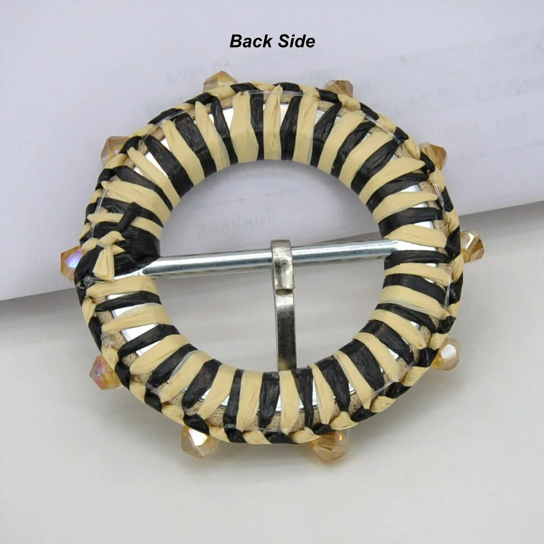 Ani Accessories cowrie shell handmade raffia buckle woven straw buckle for belts bags DIY craft decor