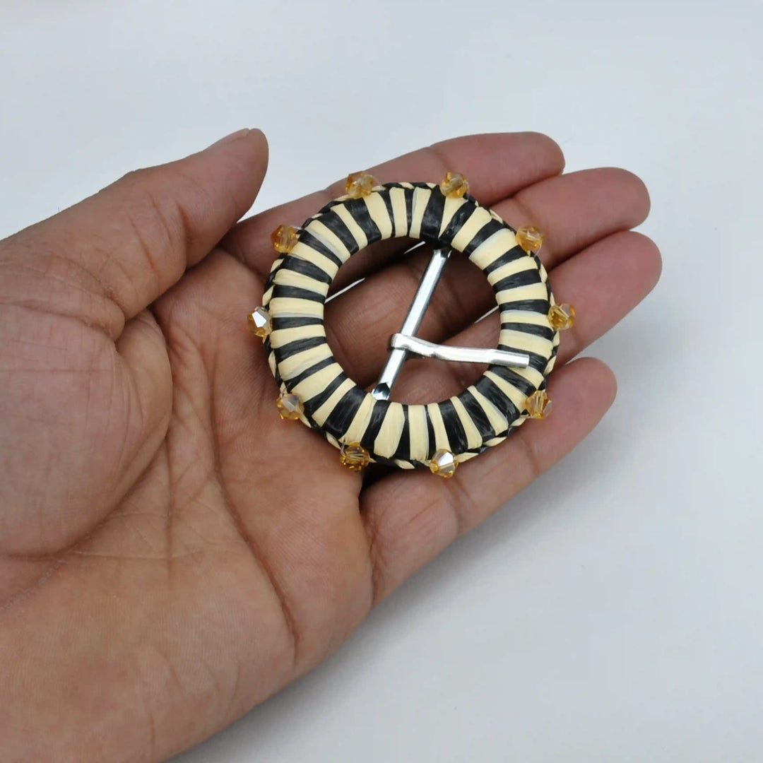 Ani Accessories cowrie shell raffia buckle handmade straw woven buckle for belts bags boho fashion DIY craft decor