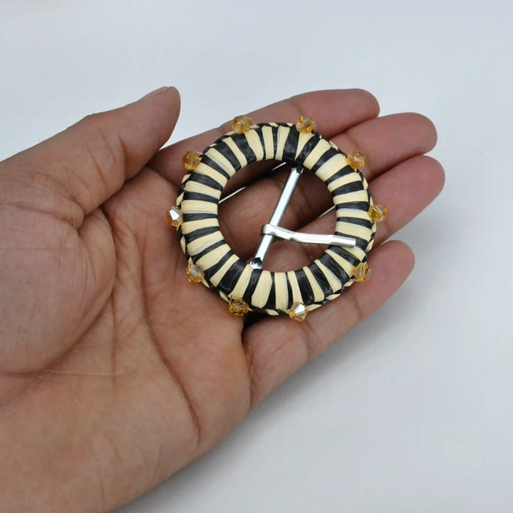 Ani Accessories cowrie shell raffia buckle handmade straw woven buckle for belts bags boho fashion DIY craft decor