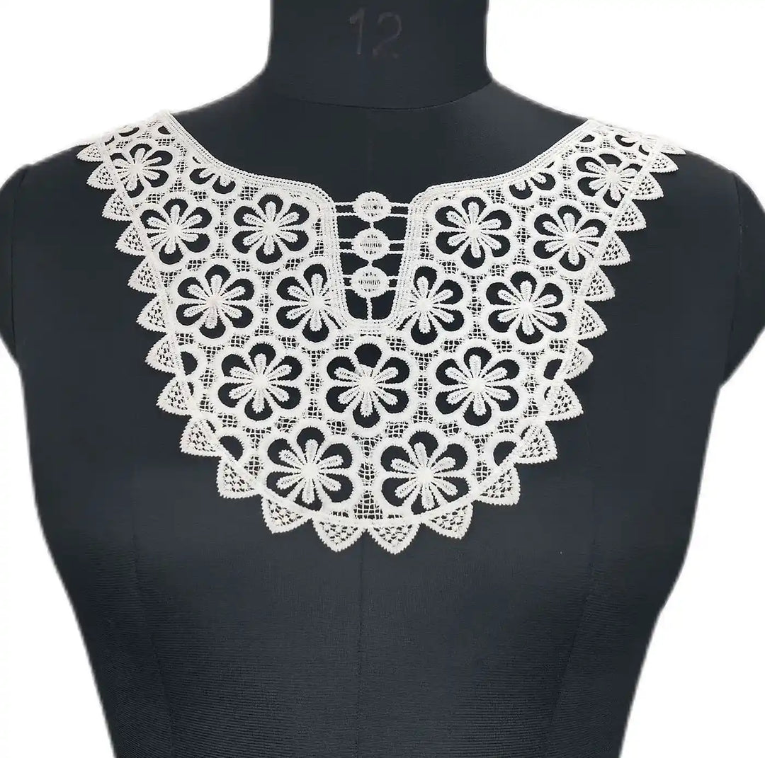 Ani Accessories daisies flower design dyeable yoke with delicate floral embroidery for dresses and ethnic wear