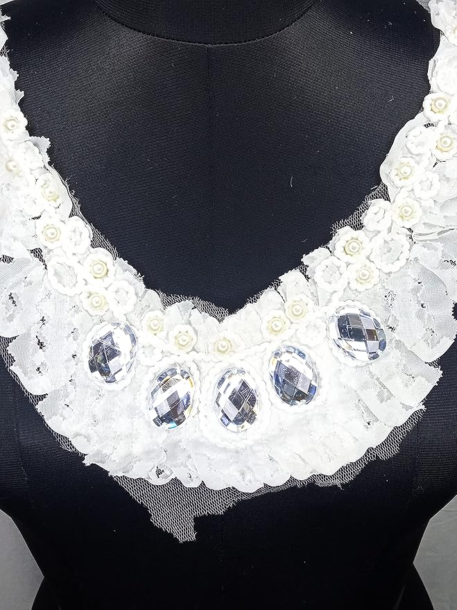 Ani Accessories detailed closeup view of pearl floral oval diamond neckline for premium wear