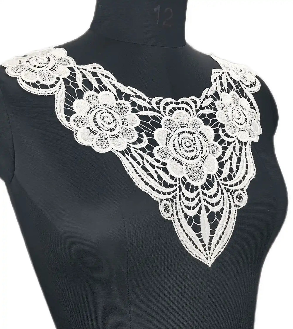 Ani Accessories elegant sunflower neckline with leafy embroidery for sewing on kurtis, blouses, and gowns