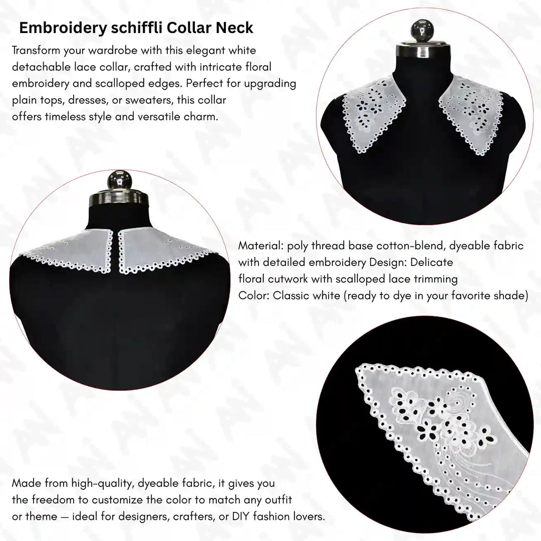 Ani Accessories embroidered floral cutwork neckline collar patch for kurti, gown and blouse decoration