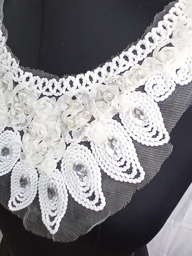 Ani Accessories embroidered leafy diamond and pearl round neckline ideal for couture dresses