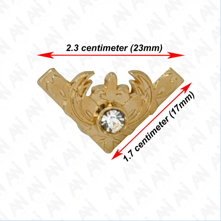 Ani Accessories |  gold intricate with rhinestone dimension of collar tip (2.3*1.7 cm)