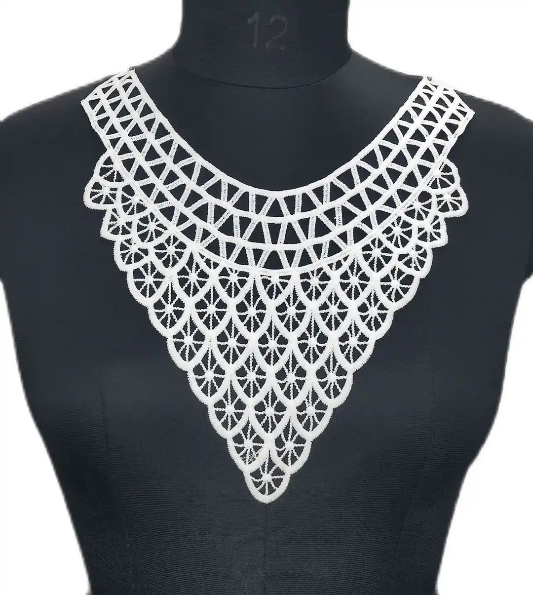 Ani Accessories grape design white neckline with delicate floral embroidery for elegant dresses and ethnic wear