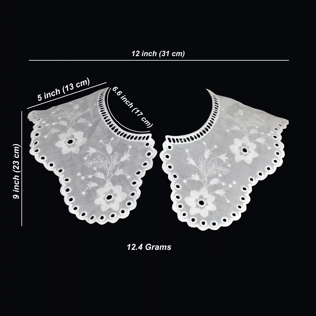 Ani Accessories handcrafted elegant floral Peterpan collar with fine embroidery for garment enhancement