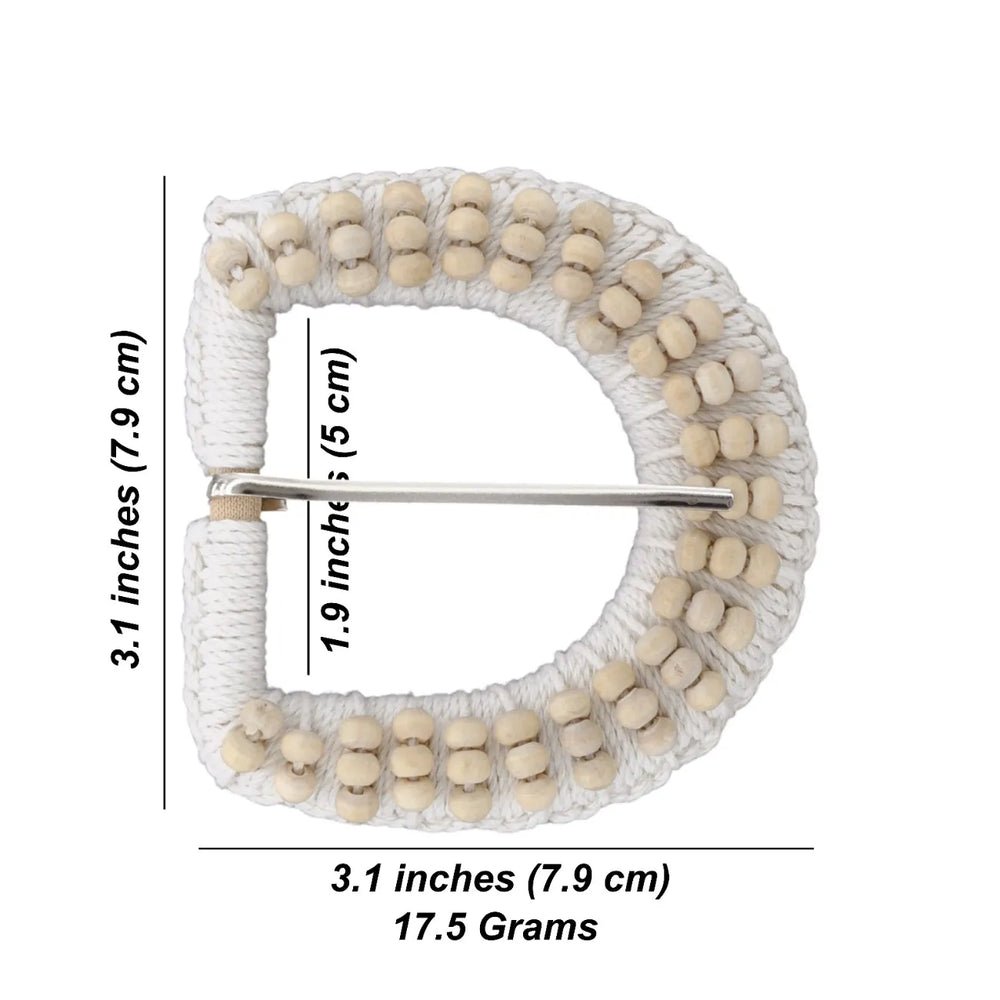 Ani Accessories handmade D shaped off white raffia buckle 3.1 inch straw buckle for belt bag DIY craft decor