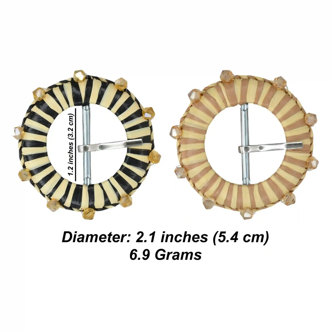 Ani Accessories handmade cowrie shell raffia buckle natural straw buckle for belt bag boho DIY craft decor