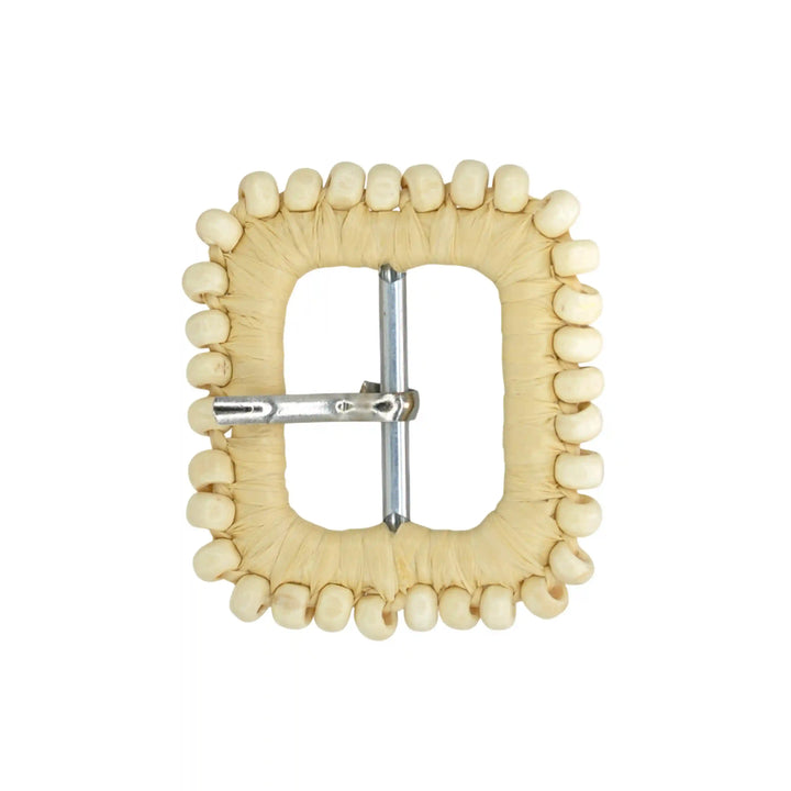 Ani Accessories handmade raffia buckle bead trimmed straw woven buckle for belts bags boho DIY craft decor