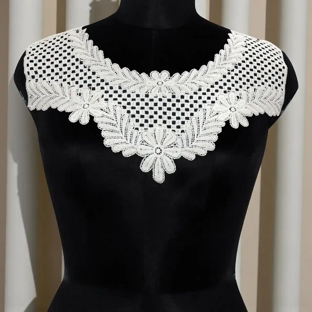 Ani Accessories honeycomb style floral touch yoke with delicate embroidery for elegant dresses and ethnic wear