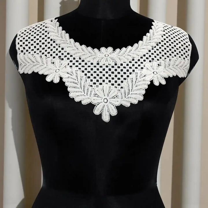 Ani Accessories honeycomb style floral touch yoke with delicate embroidery for elegant dresses and ethnic wear