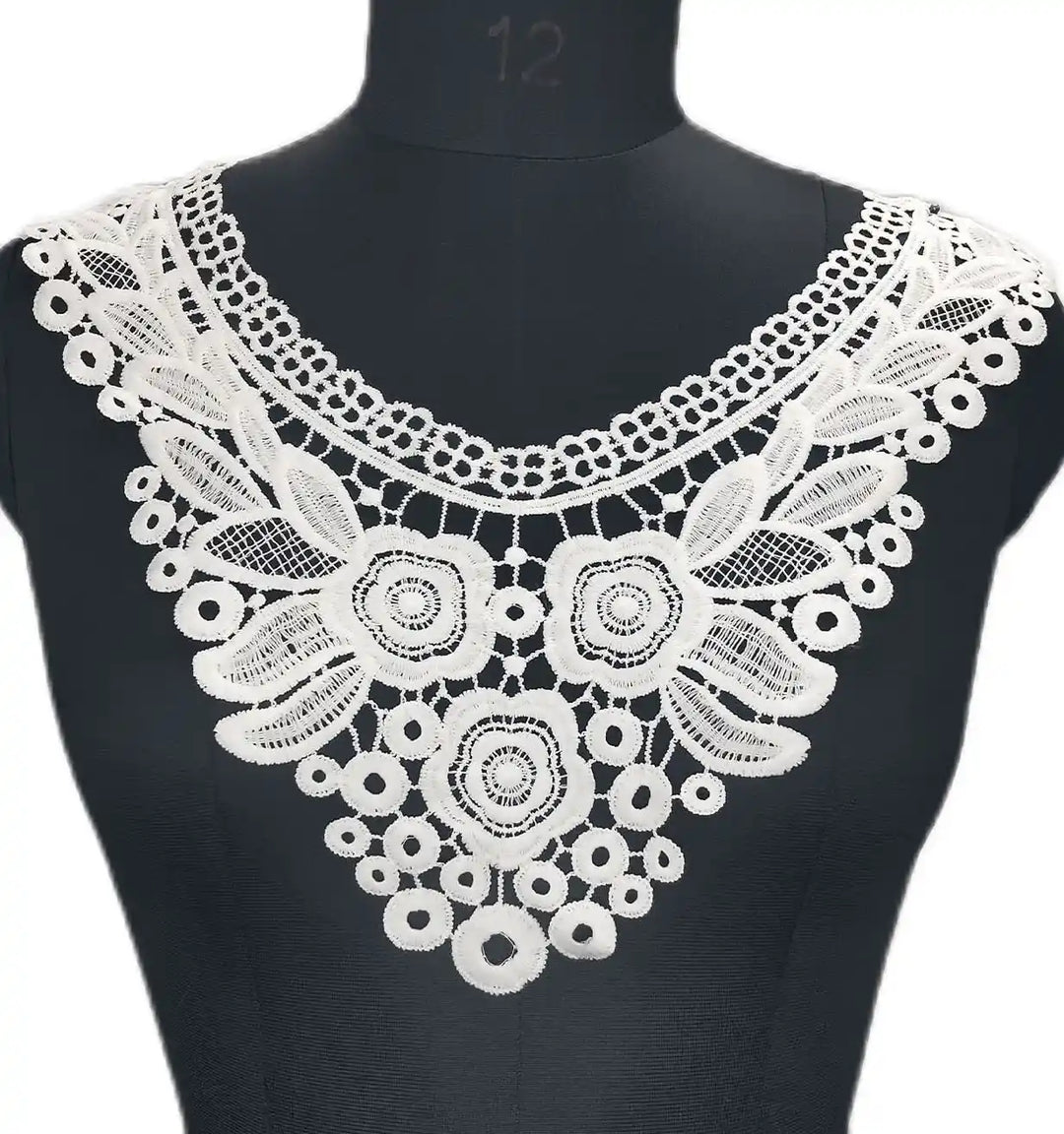Ani Accessories leafy floral motif lace neckline with delicate embroidery for elegant dresses and ethnic wear