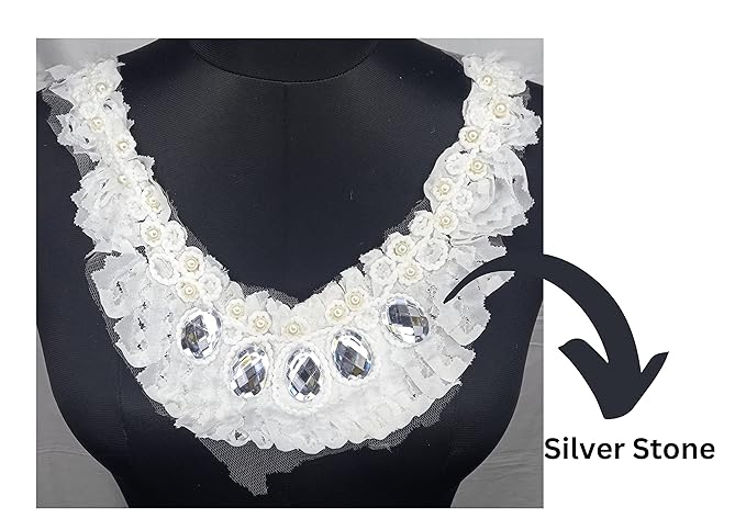 Ani Accessories luxury neckline featuring pearl floral motifs with oval diamond accents