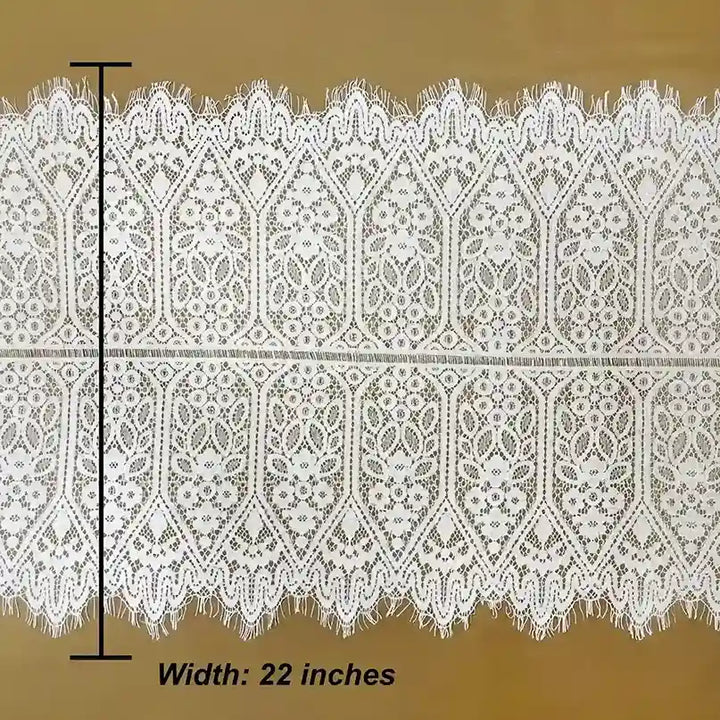 Ani Accessories premium Chantilly lace floral scalloped fabric 22 inches for wedding and couture use