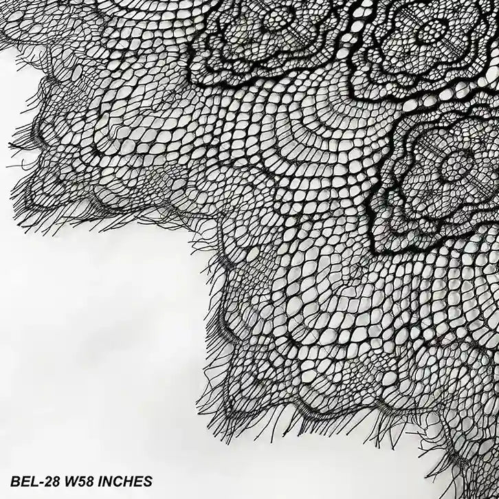 Ani Accessories premium French lace black floral corded net fabric 58 inch 3 meter panel for luxury dresses