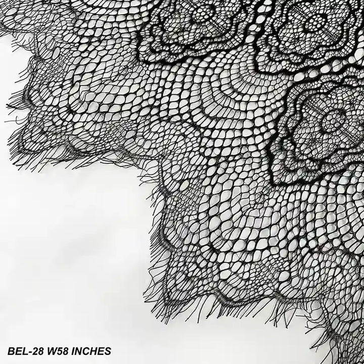 Ani Accessories premium French lace black floral corded net fabric 58 inch 3 meter panel for luxury dresses