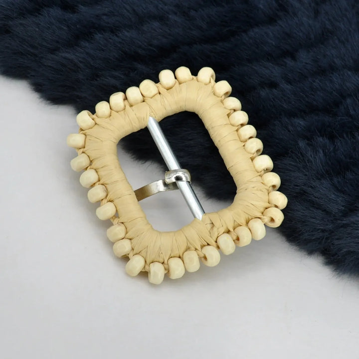 Ani Accessories rectangular handwoven raffia buckle straw buckle 2 and 3.3 inch belts bags DIY craft