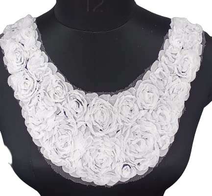 Ani Accessories rosy floral fantasy neckline with elegant embroidered floral detailing for women dresses and designer wear up