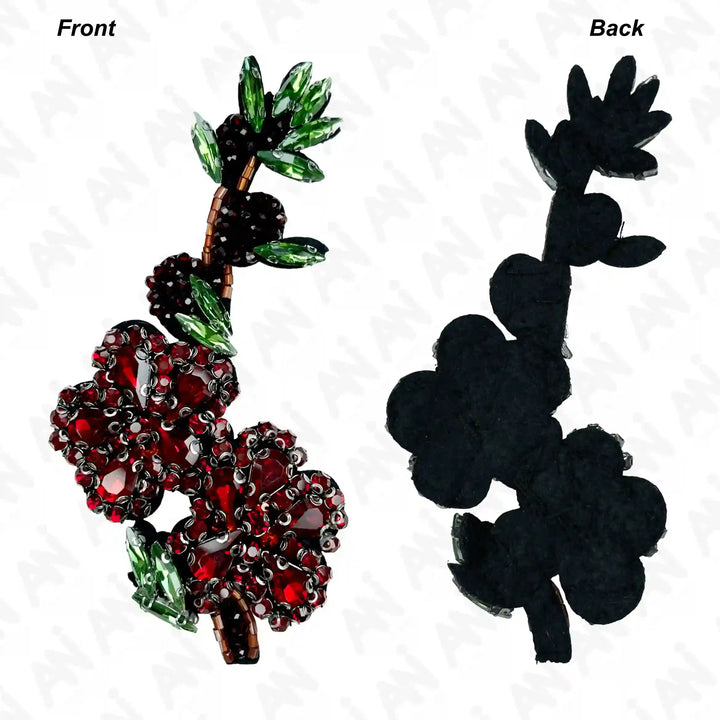 Ani Accessories sew flower patch front and back view showing detailed design and clean finish for jackets shirts denim jeans bags and DIY clothing projects