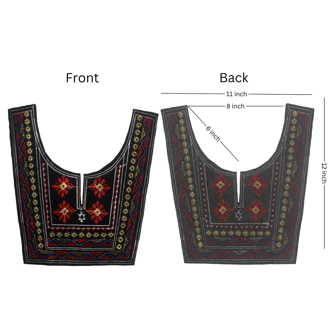 Ani Accessories stylish regal mosaic embroidered neckline patch for kurtis gowns front and back with artistic detailing for ethnic wear luxe
