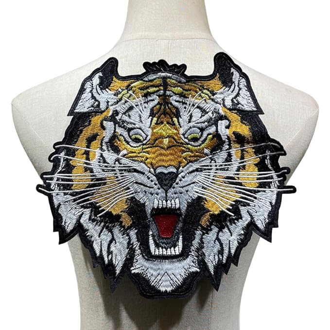 Ani Accessories tiger sew-on patch with detailed embroidery, decorative animal applique