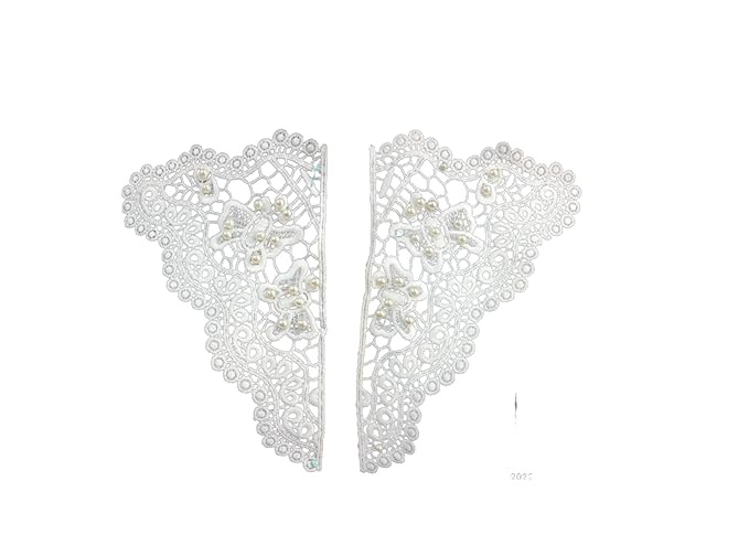 Ani Accessories two part elegant pearl patch with delicate embroidery and soft shimmer, dyeable sew-on applique for dresses