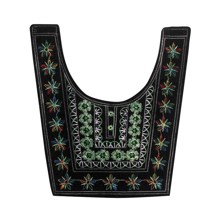 Ani Accessories vibrant green embroidered neckline patch for kurti dresses, elegant floral detailing, perfect for ethnic wear