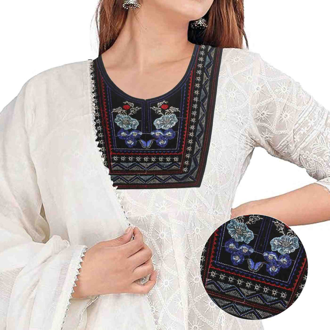 Ani Accessories vibrant green ethnic embroidered neckline applique for women kurtis gowns and festive traditional outfits art 