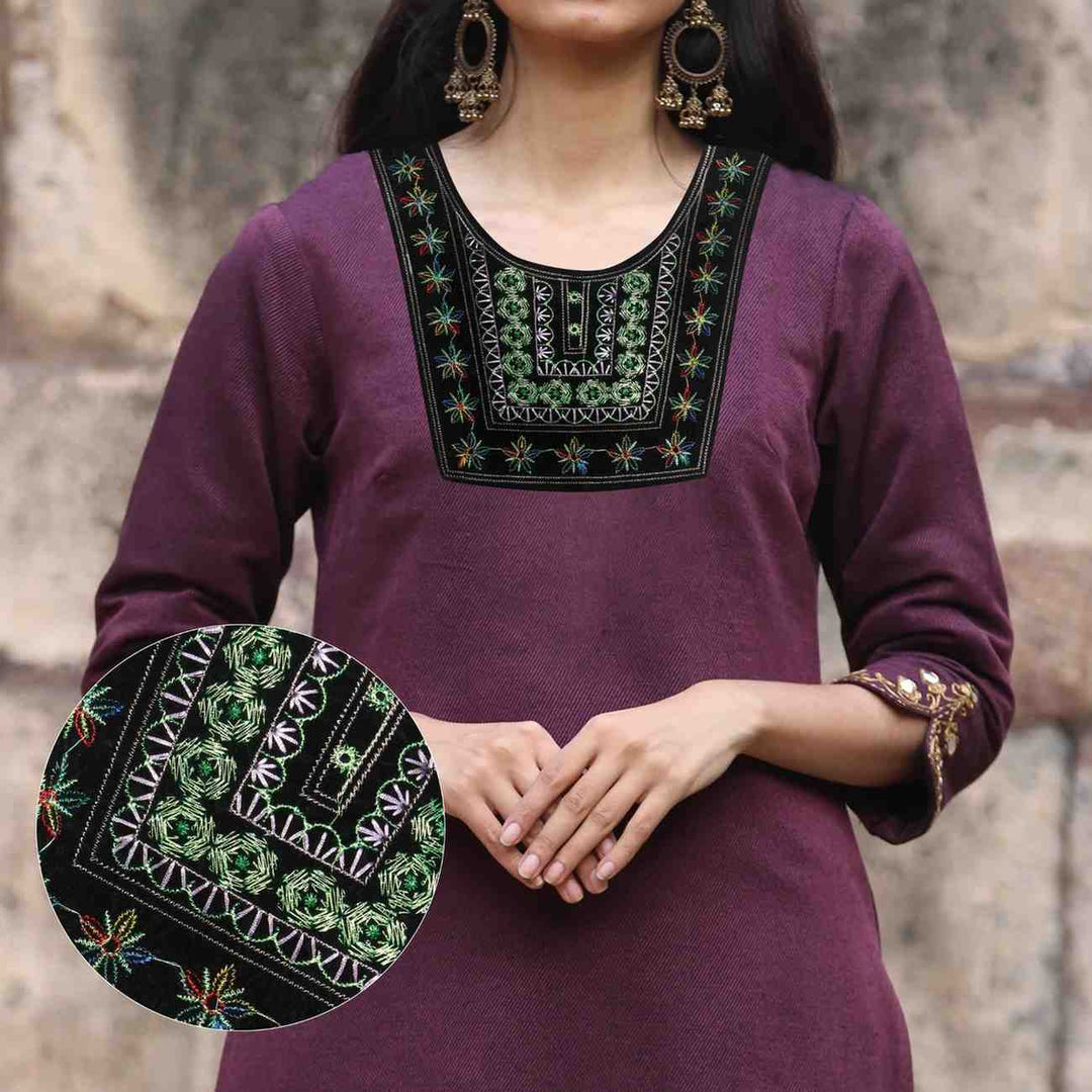 Ani Accessories vibrant green ethnic neckline applique with fine embroidery for kurtis and gowns, ideal for traditional wear!