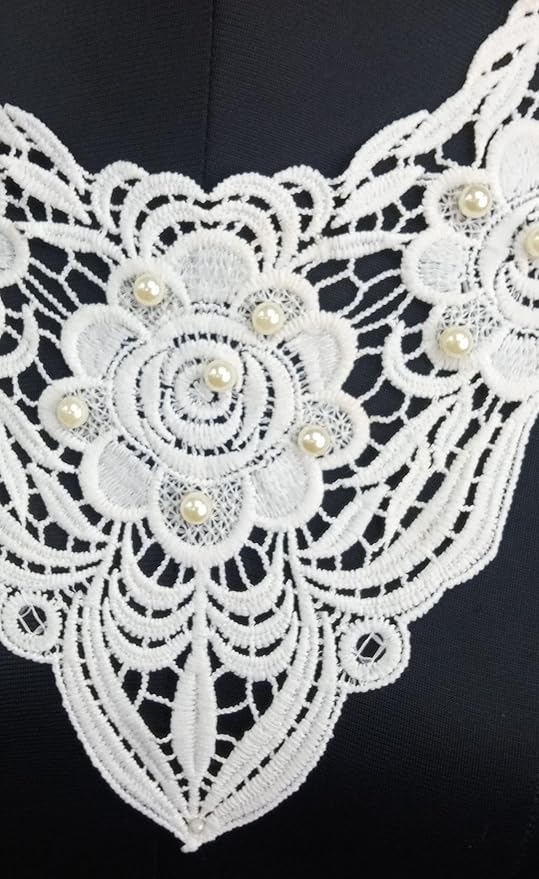 Ani Accessories white dyeable neckline applique ideal for tailoring, easy color matching for ethnic dresses and designer wear!