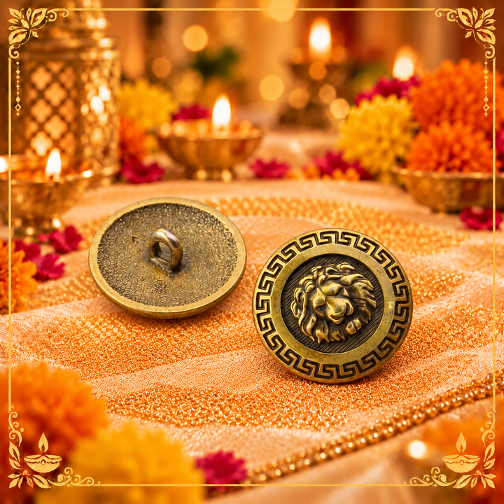 Classic Antique Brass Lion Vintage Metal Shank Buttons (Pack of 8 Buttons)
