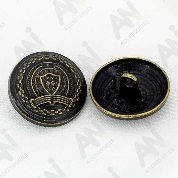 Antique gold with black color buttons by Ani Accessories, ideal for elegant garment embellishments.
