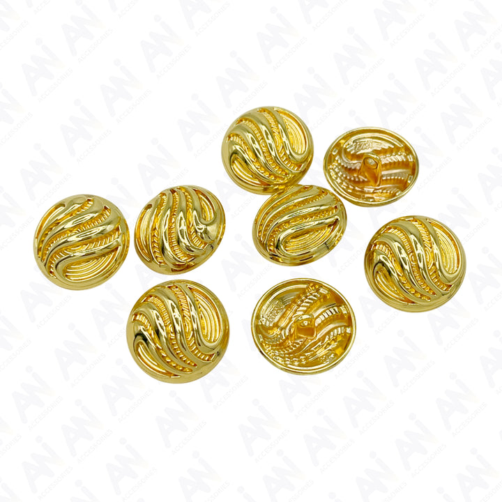 Ornate Metal Buttons with Wave Motif