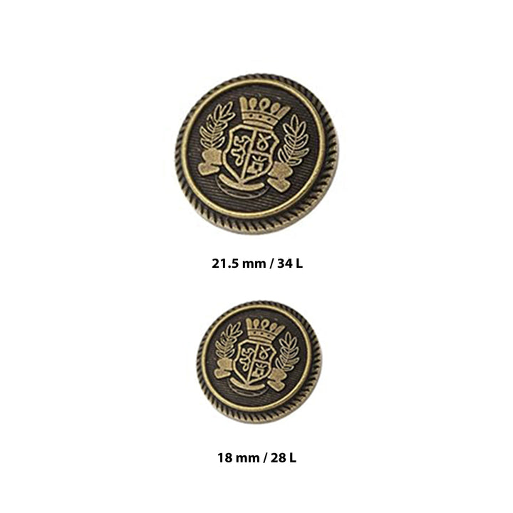 Imperial Gold Crest Metal Button (7 Big + 7 Small)