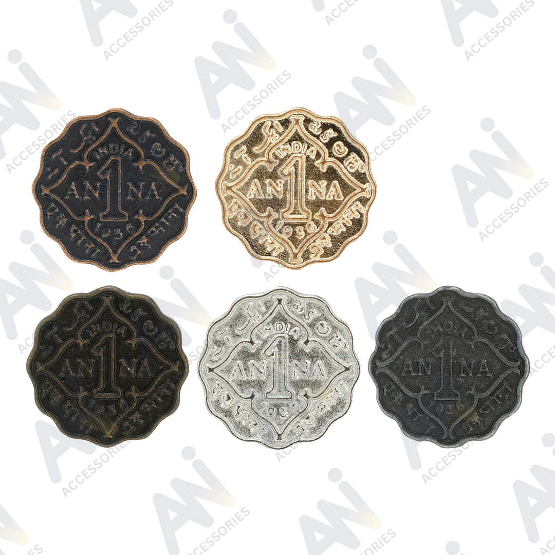 1 Anna Metal Coin Buttons