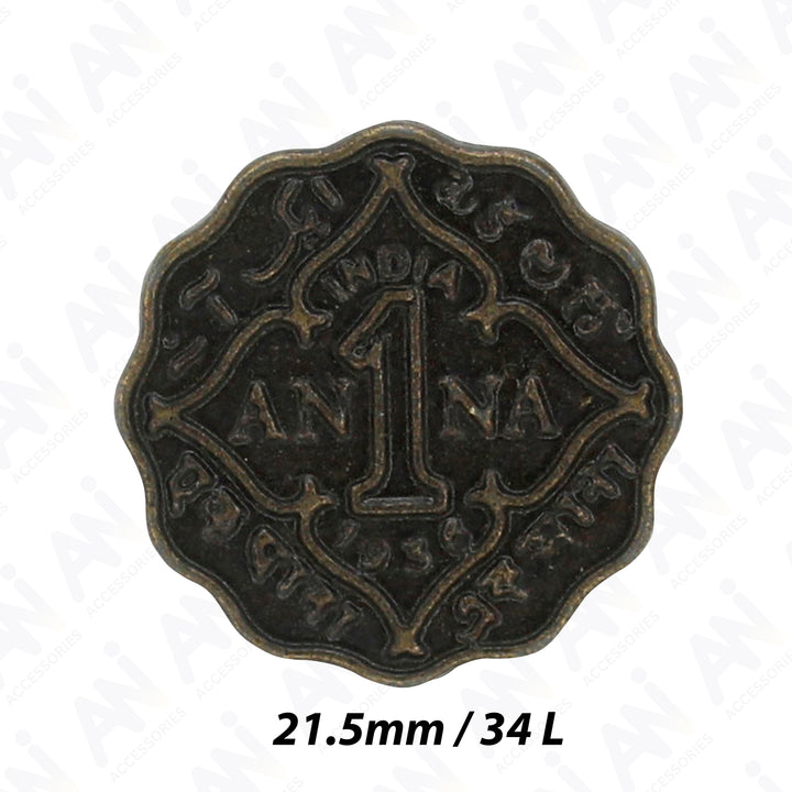 1 Anna Metal Coin Buttons