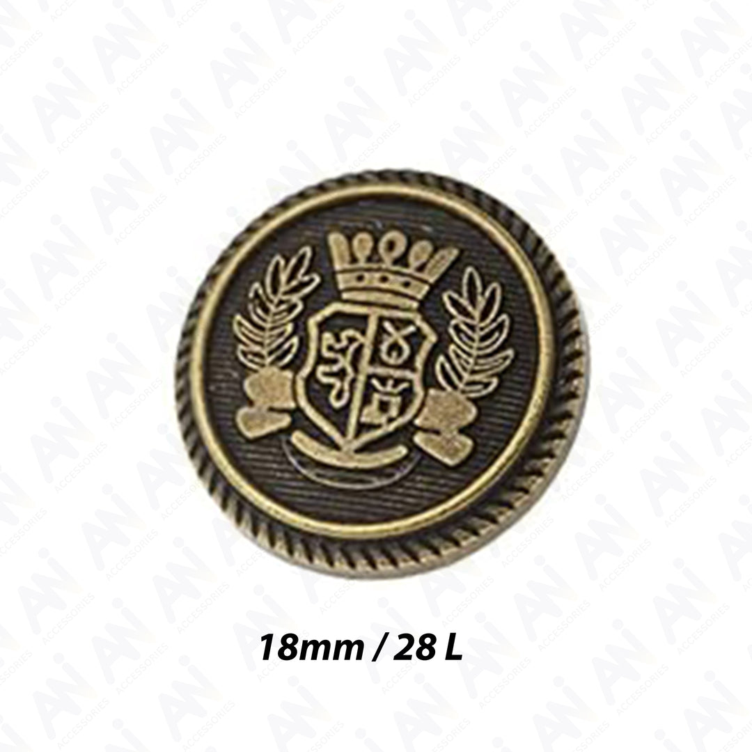 Royal Crest Antique Gold Metal Buttons