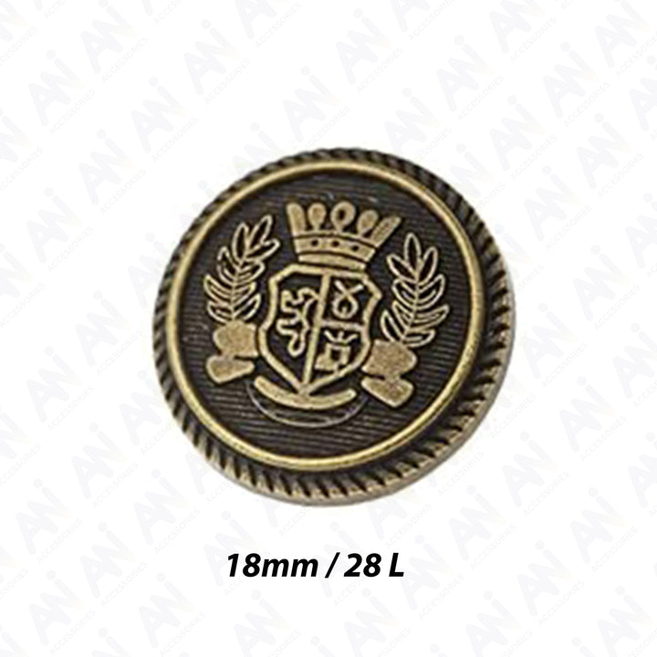 Royal Crest Antique Gold Metal Buttons