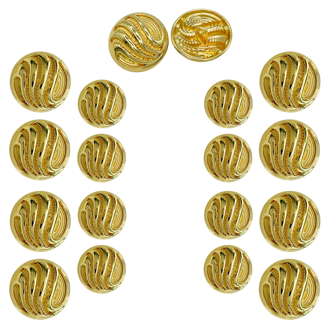 Ornate Metal Buttons with Wave Motif