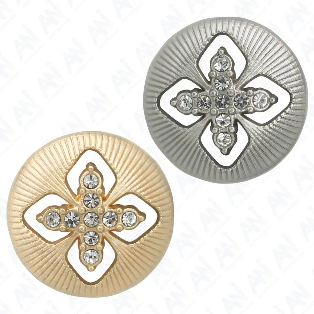 Elegant Crystal Accents  Silver Buttons | 18mm(28L) & 23mm(36L)