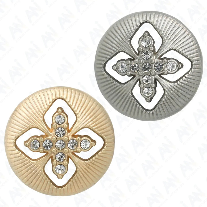 Elegant Crystal Accents  Silver Buttons | 18mm(28L) & 23mm(36L)