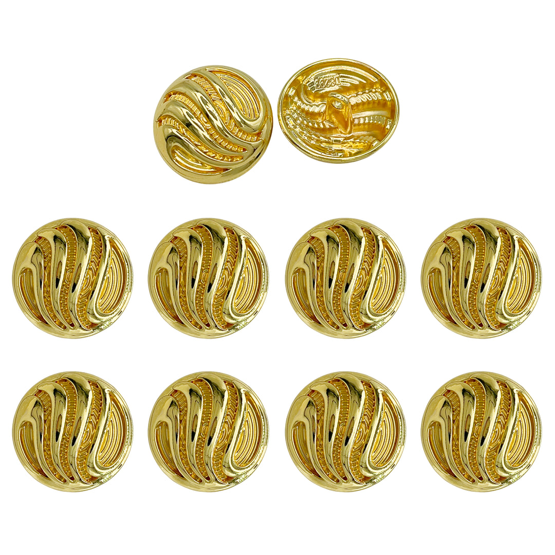 Ornate Metal Buttons with Wave Motif