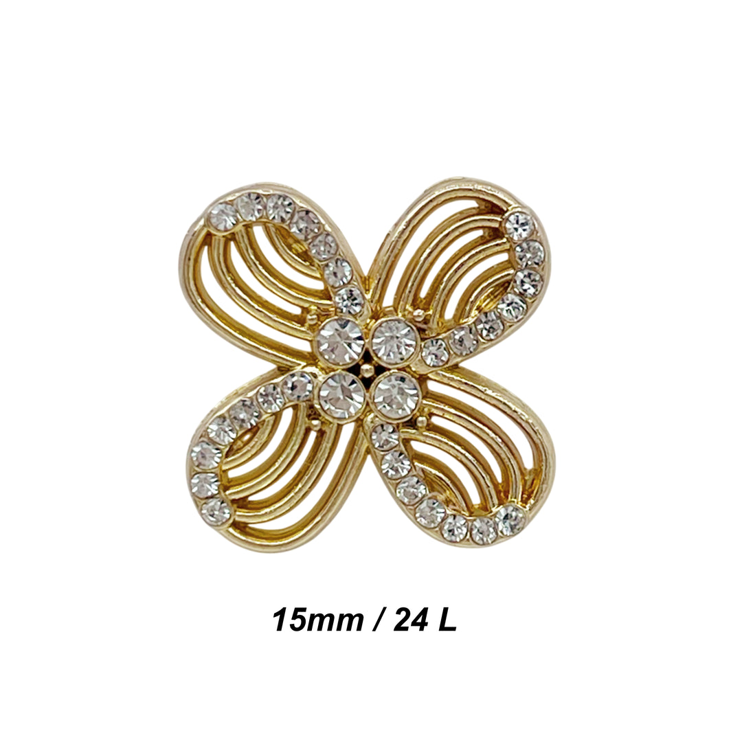 Floral Rhinestone Metal Buttons