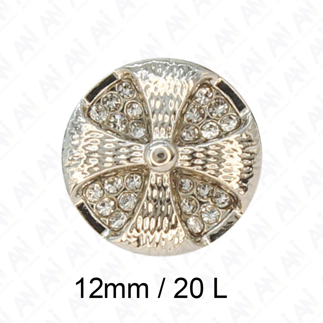 Pinwheel Design Button with Diamond Crystals